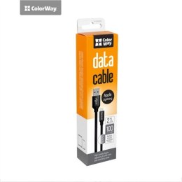ColorWay Data Cable Apple Lightning Charging cable, Fast and safe charging; Stable data transmission, Black, 1 m