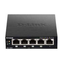 D-Link Switch DGS-1005P Unmanaged, Desktop, 1 Gbps (RJ-45) ports quantity 5, PoE ports quantity 4, Power supply type External