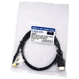 Logilink HDMI to Mini HDMI High Speed CH0021 HDMI Cable, Black, 1 m