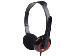 Gembird MHS-002 Stereo headset 3.5 mm, Black/Red, Built-in microphone