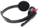 Gembird MHS-002 Stereo headset 3.5 mm, Black/Red, Built-in microphone