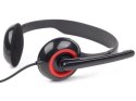 Gembird MHS-002 Stereo headset 3.5 mm, Black/Red, Built-in microphone