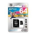 Silicon Power Elite UHS-I 64 GB, MicroSDXC, Flash memory class 10, SD adapter