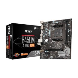 MSI B450M-A PRO MAX Processor family AMD, Processor socket AM4, DDR4 DIMM, Memory slots 2, Number of SATA connectors 4 x SATA 6G