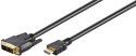 Goobay DVI-D/HDMI cable, gold-plated HDMI to DVI-D, 2 m