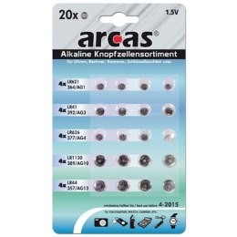 Arcas AG Set 4xAG1, 4xAG3, 4xAG4, 4xAG10, 4xAG13, Alkaline Buttoncell, 20 pc(s)