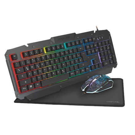 Logilink Gaming-Set, keyboard, mouse and mouspad ID0185 Keyboard and Mouse Combo, Keyboard layout German