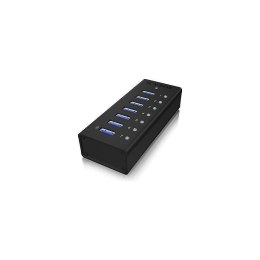 Raidsonic 7-port hub with USB Type-A interface and 1x charging port IB-AC618 Black