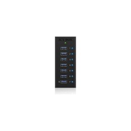 Raidsonic 7-port hub with USB Type-A interface and 1x charging port IB-AC618 Black