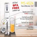 Mesko Blender MS 4624 Hand Blender, 1000 W, Number of speeds Variable, Turbo mode, White