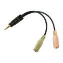 Logilink Audio jack adapter, 4-pin, 3.5 mm stereo male to 2x 3.5mm female Black, 0.15 m