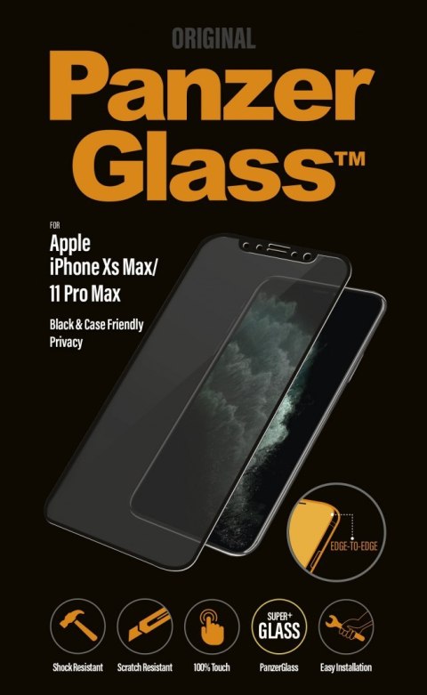 PanzerGlass P2666 Apple, iPhone Xs Max/11 Pro Max, Tempered glass, Black, Case friendly with Privacy filter