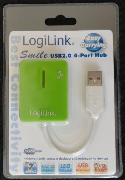 Logilink USB 2.0 Hub 4-Port, Smile, Green