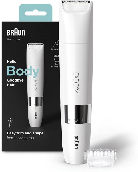 Braun Body Mini Trimmer BS1000 Number of power levels 1, Wet & Dry, White