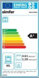 Simfer Cooker 4401SGRBB Hob type Gas, Oven type Gas, White, Width 50 cm, 49 L, Depth 55 cm, A+