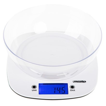 Mesko Scale with bowl MS 3165 Maximum weight (capacity) 5 kg, Graduation 1 g, Display type LCD, White