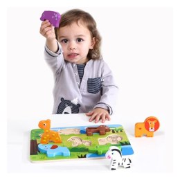 TOOKY TOY Grube Puzzle 3D Zwierzęta Dopasuj Kształty Układanka