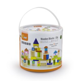 Drewniane Klocki Edukacyjne w Wiadrku Viga Toys Miasto 75 elementów