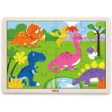 VIGA Drewniane Puzzle Dinozaury 16 elementów