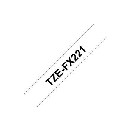 Brother TZe-FX221 Flexible ID Laminated Tape Black on White, TZe, 0.9 cm, 8 m