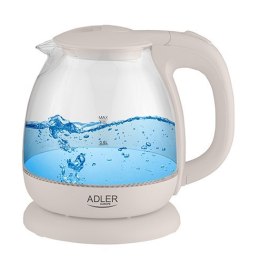 Adler Kettle AD 1283C Electric, 900 W, 1 L, Glass/Stainless steel, 360° rotational base, Cream