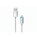 Natec Prati, USB Micro to Type A Cable 1m, LED, Silver