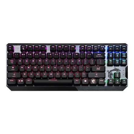 MSI VIGOR GK50 LOW PROFILE TKL Gaming keyboard, USB, RGB LED light, US, Wired, Black