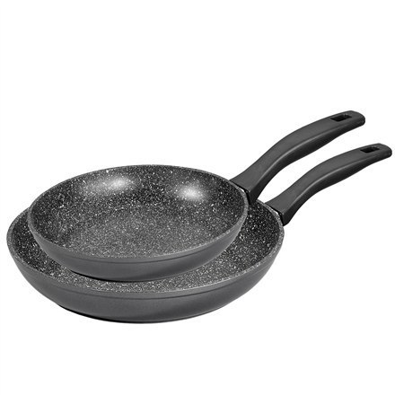 Stoneline Pan Set of 2 6937 Frying, Diameter 24/28 cm, Suitable for induction hob, Fixed handle, Anthracite