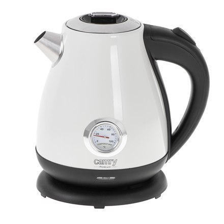 Camry Kettle with a thermometer CR 1344 Electric, 2200 W, 1.7 L, Stainless steel, 360° rotational base, White