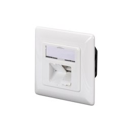 Digitus CAT 6A Class EA network outlet,shielded,2xRJ45,LSA pure white, flush mount, horizontal cable install.
