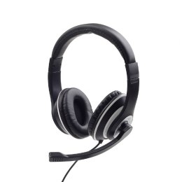 Gembird Stereofoniczny zestaw słuchawkowy MHS-03-BKWT Wbudowany mikrofon, nauszny, 3,5 mm, kolor czarny z białym pierścieniem