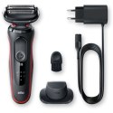 Braun Shaver 51-R1200s Czas pracy (maks.) 50 min, Wet & Dry, Black/Red