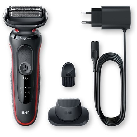 Braun Shaver 51-R1200s Czas pracy (maks.) 50 min, Wet & Dry, Black/Red