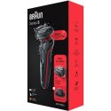 Braun Shaver 51-R1200s Czas pracy (maks.) 50 min, Wet & Dry, Black/Red