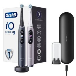 Oral-B Electric Toothbrush iO 9 Series Duo Rechargeable, Dla dorosłych, Liczba główek szczoteczki w zestawie 2, Black Onyx/Rose,