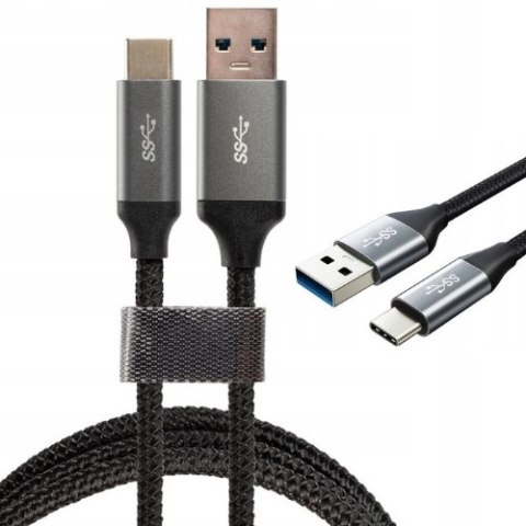 WYTRZYMAŁY SZYBKI KABEL USB-C 3A 1m METALOWY WTYK