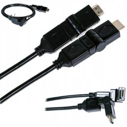 KABEL HDMI REGULOWANE WTYKI KĄTOWE 360 1,5M v1,4