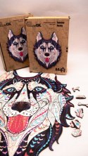 PUZZLE DREWNIANE UKŁADANKA HUSKY ŚNIEŹNY PIES