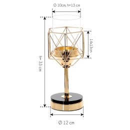 Świecznik metalowy PALERMO, złoty Ø14x33cm