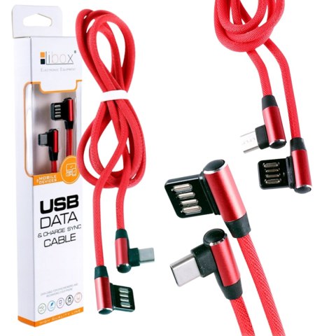 KABEL USB - USB typu C KĄTOWY 1M LB0150 2.1A PVC