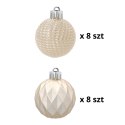 Zestaw 16 Eleganckich Bombek Kamai Christmas Decoration® o Średnicy 4 cm - Kolor Szampański