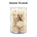 Zestaw 16 Eleganckich Bombek Kamai Christmas Decoration® o Średnicy 4 cm - Kolor Szampański