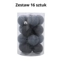 BOMBKI OZDOBY CHOINKOWE 16szt. 4cm ANTRACYT