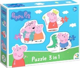 PUZZLE 3w1 ŚWINKA PEPPA TRZY UKŁADANKI W JEDNYM DLA NAJMŁODSZYCH DZIECI