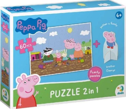 PUZZLE ŚWINKA PEPPA 60 ELEMENTÓW Z FIGURKĄ GEORGA KOLOROWA UKŁADANKA