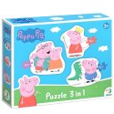 PUZZLE 3w1 ŚWINKA PEPPA TRZY UKŁADANKI W JEDNYM DLA NAJMŁODSZYCH DZIECI