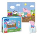 PUZZLE ŚWINKA PEPPA 60 ELEMENTÓW Z FIGURKĄ GEORGA KOLOROWA UKŁADANKA