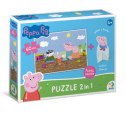 PUZZLE ŚWINKA PEPPA 60 ELEMENTÓW Z FIGURKĄ GEORGA KOLOROWA UKŁADANKA