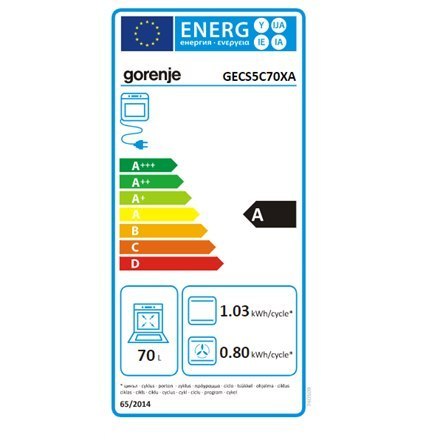 Gorenje | Cooker | GECS5C70XA | Hob type Vitroceramic | Oven type Electric | Stainless steel | Width 50 cm | Grilling | LED | De