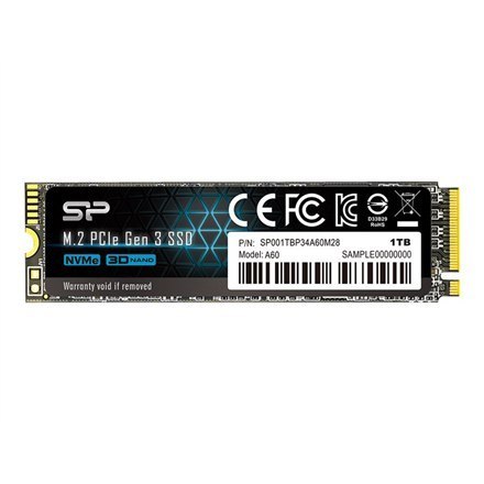 Silicon Power | SSD | P34A60 | 1000 GB | SSD form factor M.2 2280 | SSD interface PCIe Gen3x4 | Read speed 2200 MB/s | Write spe